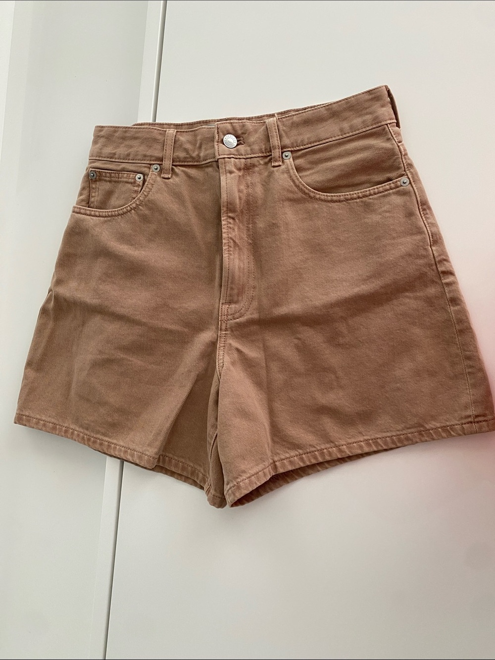 Everlane A-line Denim Shorts High-Rise Jean Short in Neutral Chanterelle Size 29